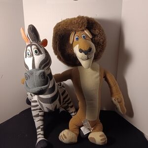 Plush Zebra and Lion Toy Set
